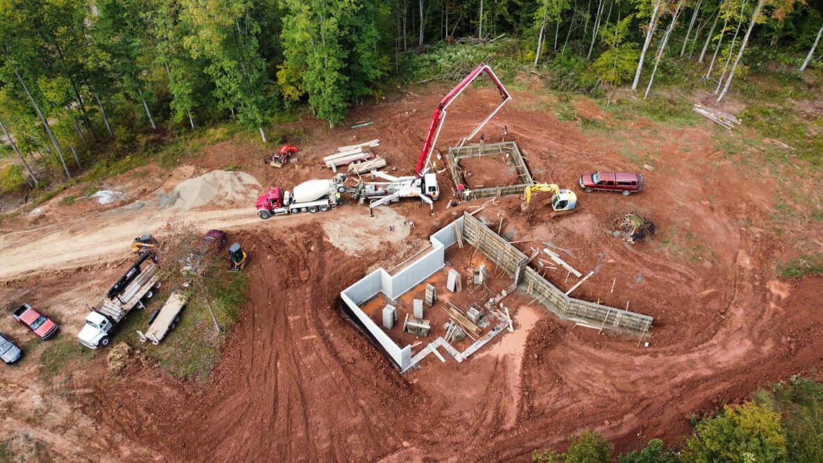 poured wall basement and garage construction