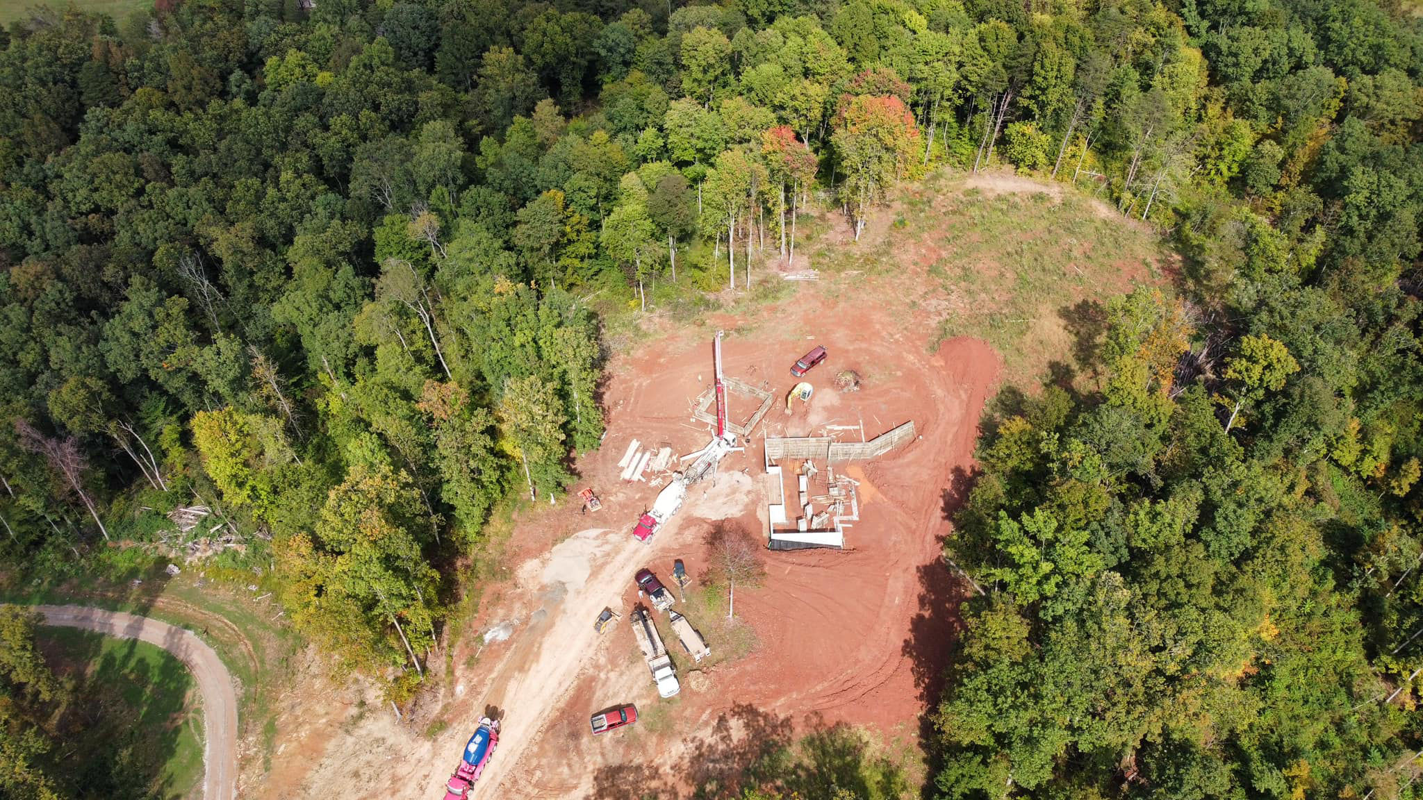 Concrete foundation building site