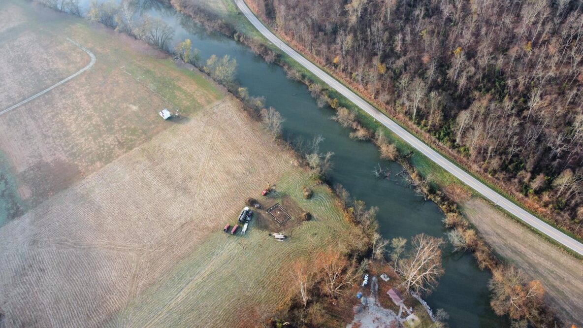 foundation building site aerial view