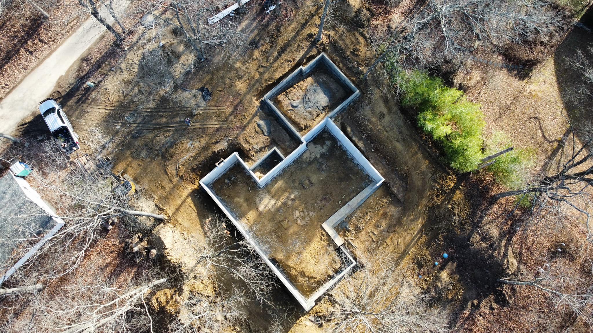 Concrete foundation overhead layout view