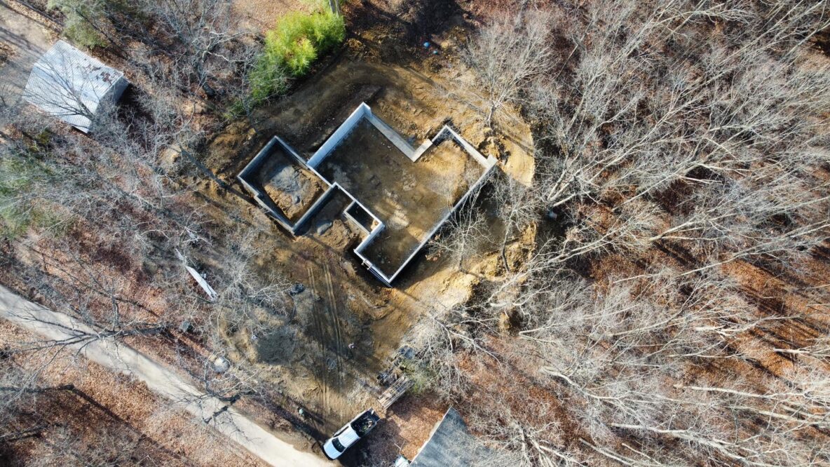 poured basement walls aerial view