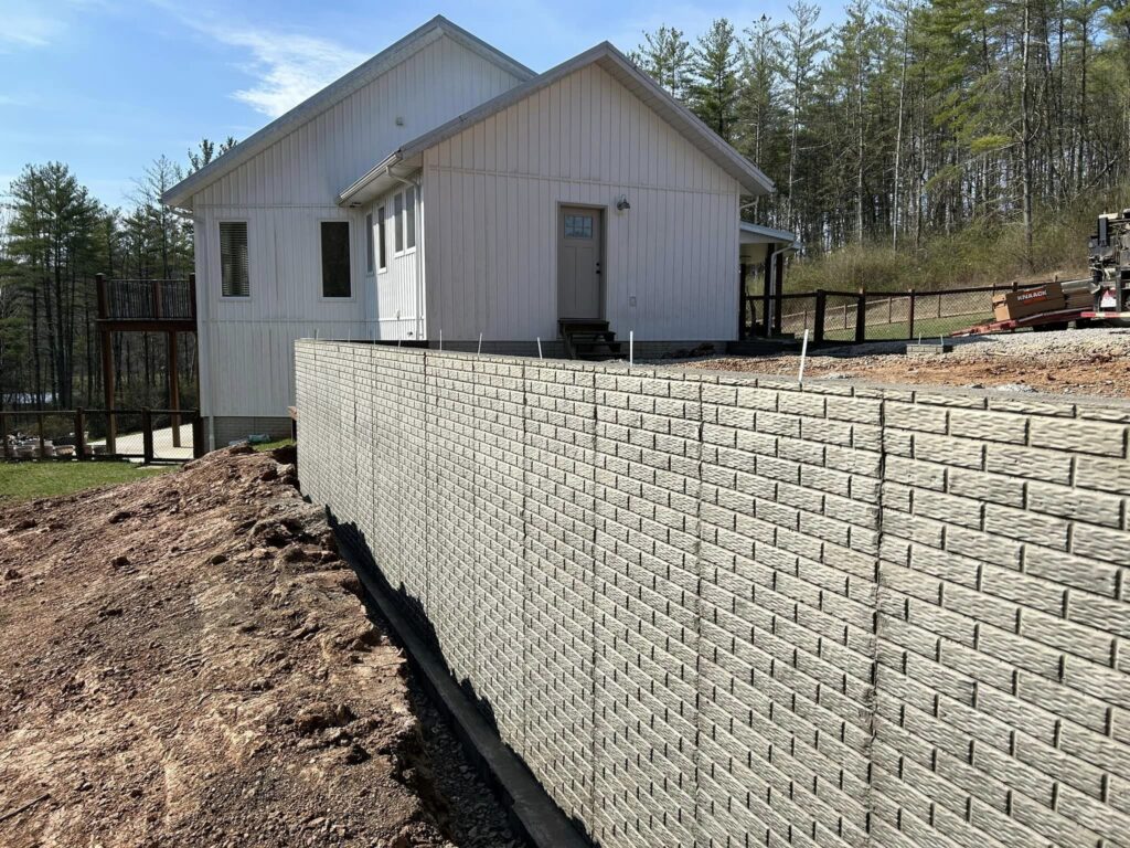 retaining wall by house