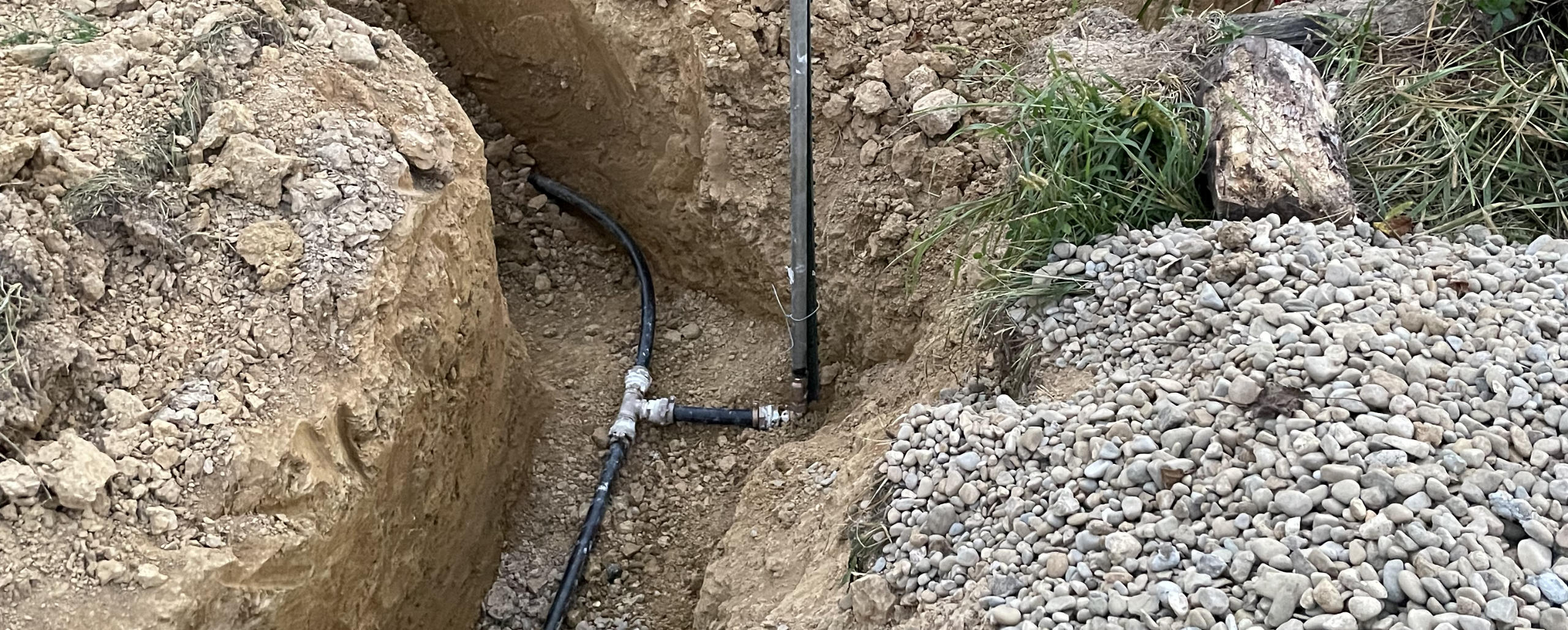 utility installation pipe in trench