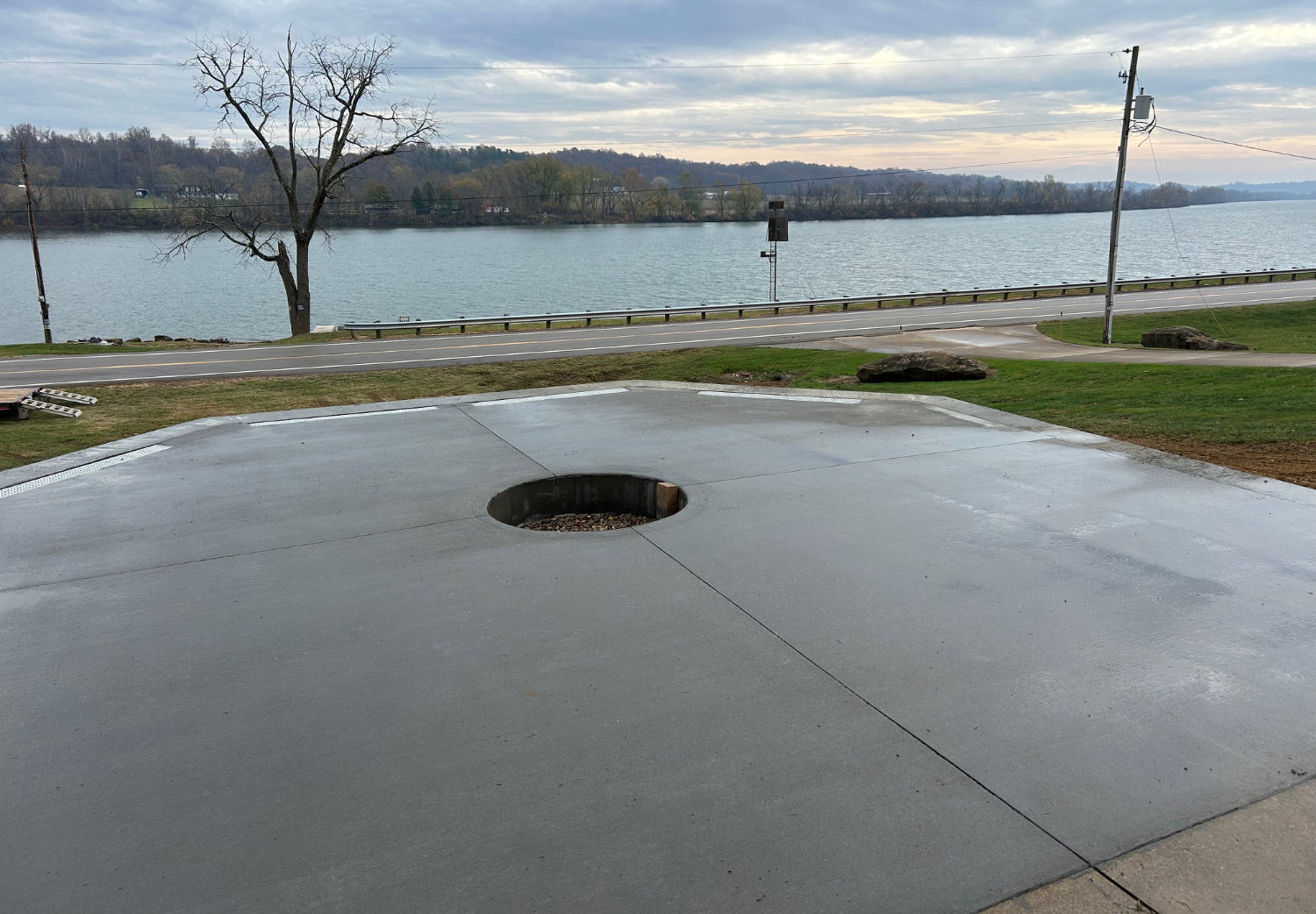 concrete fire pit area
