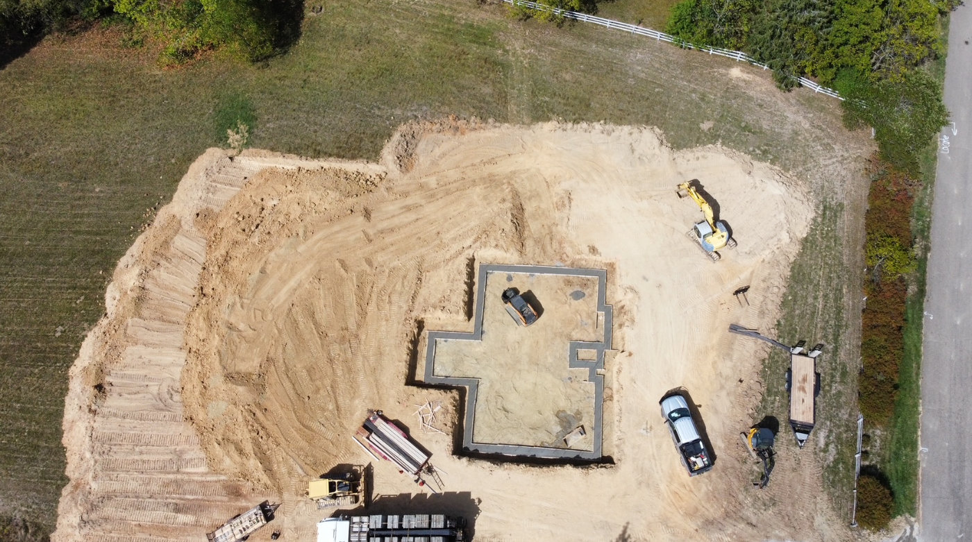 poured concrete foundation site